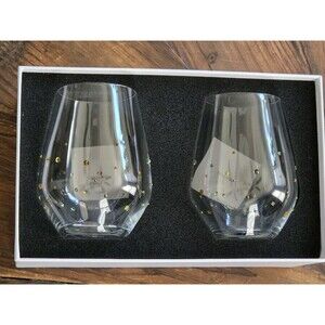 NEW IN BOX-Swarovski Stemless Wine Glasses Set (2) Lime Edition Austrian Crystal